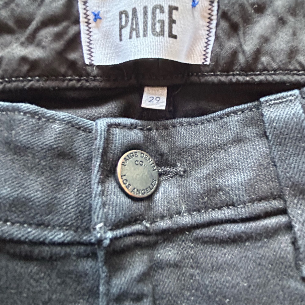PAIGE Charcoal Straight leg stretchy demon jeans